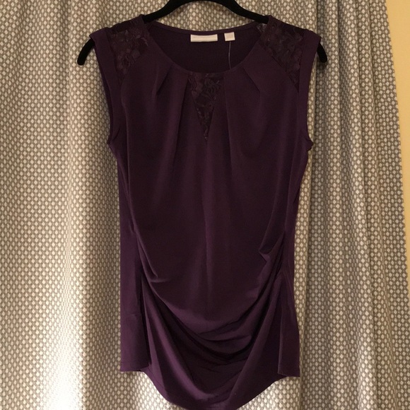New York & Company Tops - Dark purple lacy sleeveless shirt NWT